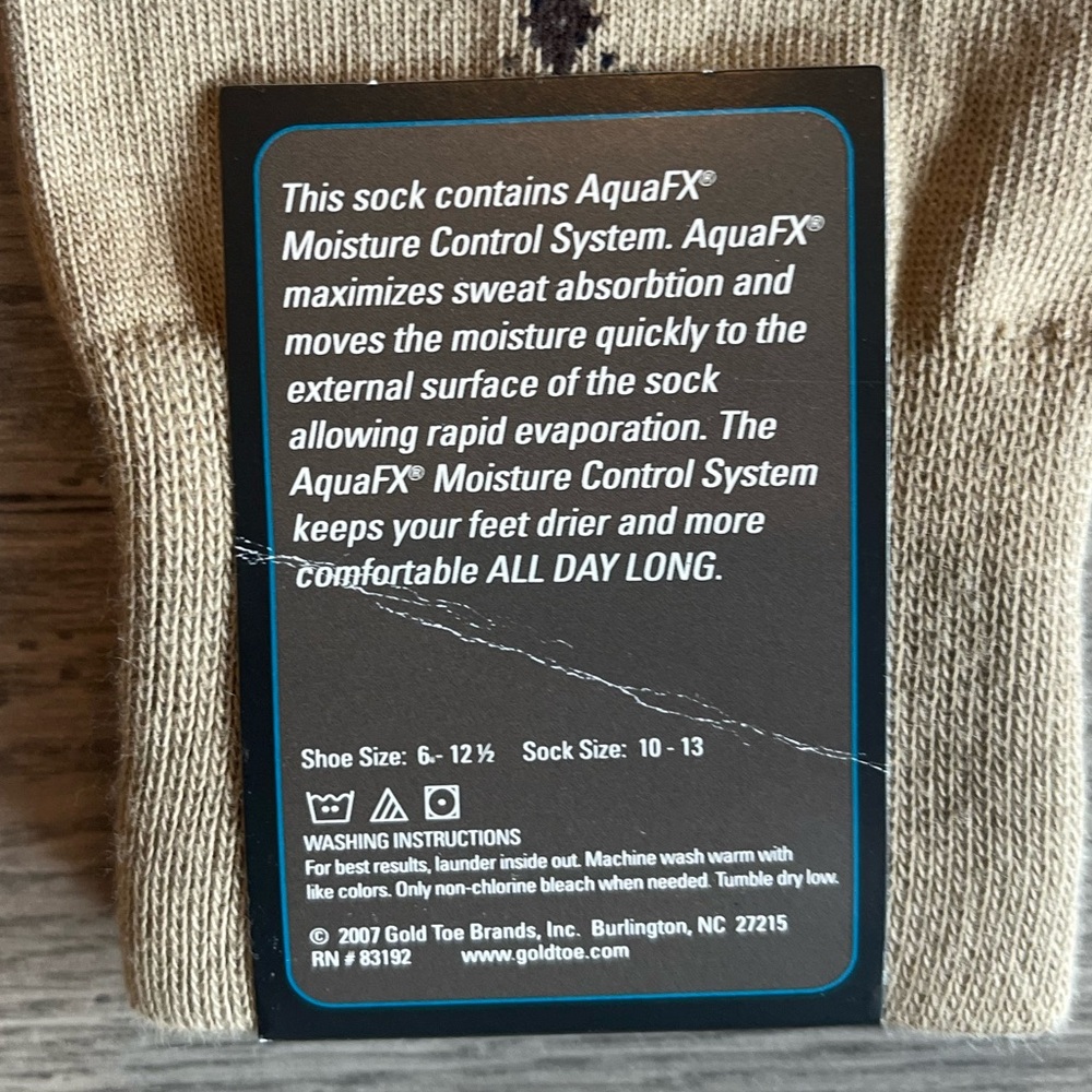 Goldtoe All Day Comfort Men’s AquaFX Jersey Dress Sock Khaki Pima Cotton NWT - Picture 5 of 6